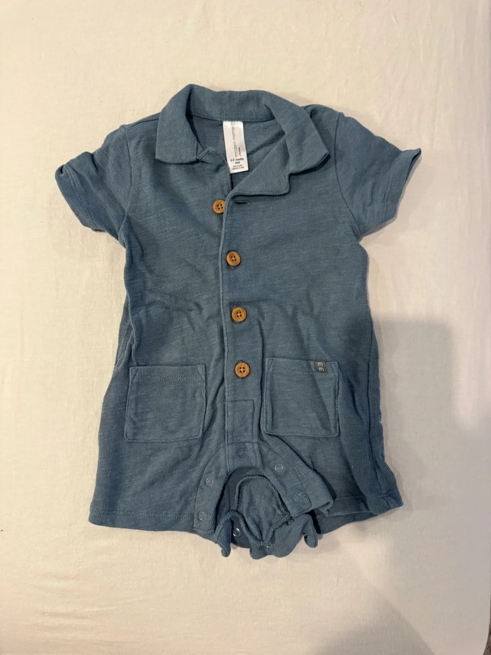 Children's Short-Sleeve One-Piece Romper in Slate Blue
